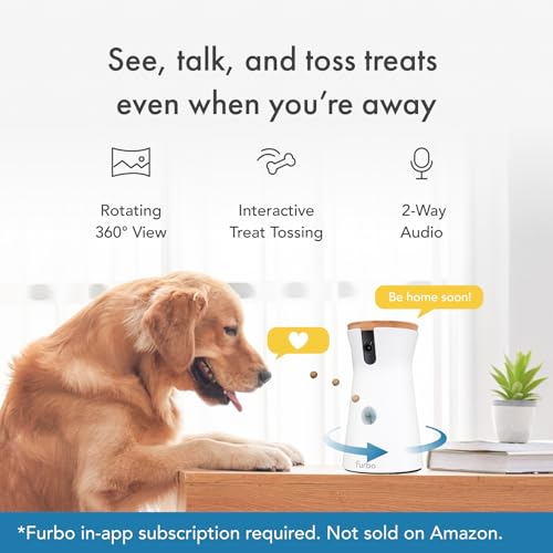 Furbo 360° Dog Camera + Nanny Bundle: Home Security & Dog Safety Alerts, Rotating Pet Treat Dispenser Camera with Speaker, Smart Home Indoor Cam w Phone App (Additional Subscription Required at Setup)