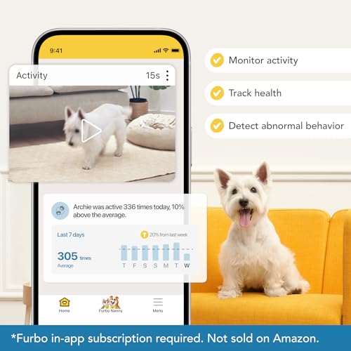 Furbo 360° Dog Camera + Nanny Bundle: Home Security & Dog Safety Alerts, Rotating Pet Treat Dispenser Camera with Speaker, Smart Home Indoor Cam w Phone App (Additional Subscription Required at Setup)